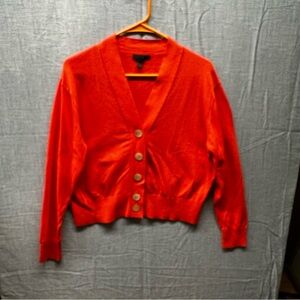 J.Crew Orange Cropped V-Neck Cardigan Cotton Viscose Knit Sweater Med.(tag gone)